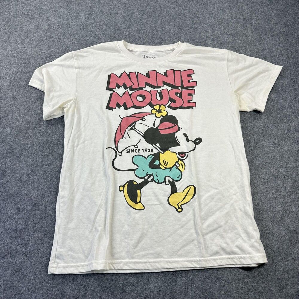 Disney Minnie Mouse Shirt Mens Large White 1928 Graphic Tee Tagless Cartoon